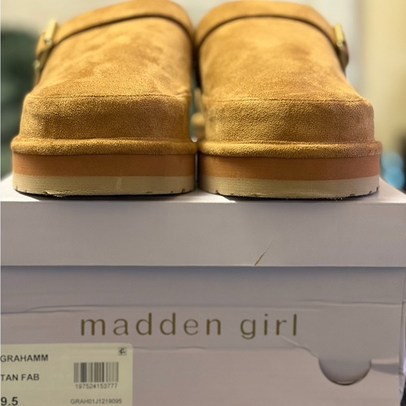 Madden Girl Tan Suede Slip-On Clogs - Picture 2 of 5